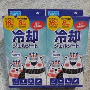 冷却ジェルシート　　1箱(2枚×8袋)×2箱　肌に優しい弱酸性　8時間冷却長持ち　使用期限2026.5