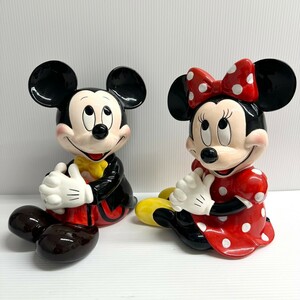 NA★1円〜 ディズニー DISNEY ミッキー ミニー 陶器 置物 インテリア ディズニーランド TDL オブジェ　ペア セット 昭和レトロ