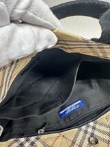 NA★1円〜中古品 BURBERRY バーバリー ブルーレーベル チェック柄 ハンドバッグ 綿 ベージュ 底汚れあり 縦約22cm 横30cm_画像9