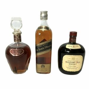 仙55【未開栓/3本】SUNTORY BRANDY V.S.O.P / Johnnie Walker Old Scotch Whisky /SUNTORY OLD WHISKY 寿/ 酒 まとめ売り