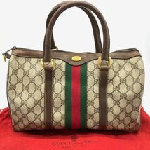 仙102 GUCCI Accessory Collection シェリーライン ハンドバック オールド グッチ ミニボストンバック GG柄　_画像1