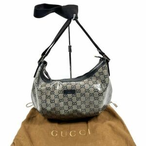 仙14 GUCCI 181092 ショルダーバッグ GGクリスタル コーティングキャンバス グレー系 グッチ 斜め掛け 鞄 クロスボディ