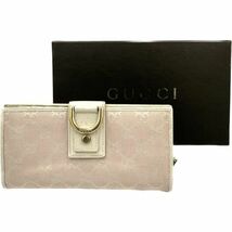 仙58 GUCCI 154256 グッチシマ 長財布 二つ折り財布 GG柄 ピンク系 ラウンドファスナー 箱付き グッチ シマ ロング ウォレット レディース_画像1