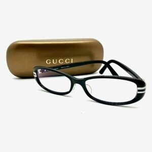 仙22【度あり】GUCCI GG-9074J メガネ B6V 53ロ16-140 ブラックフレーム シルバーライン GGロゴ グッチ