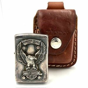 仙14 HARLEY-DAVIDSON ZIPPO オイルラーター イーグル 鷲 シルバーカラー ケース付き ライター ジッポー ハーレー ダビッドソン 喫煙グッズ