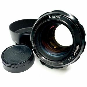 仙102 NIKKOR-S.C Auto 55mm F1.2 レンズ ニコン 一眼レフカメラ用 HS-12 レンズカバー フィルムカメラ