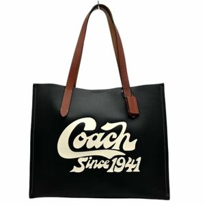 仙53【美品】COACH CH766 リレー トート・コーチ グラフィック トートバッグ グラフィック ブラック系 レザー コーチ 手提げ 鞄 黒