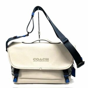 仙53 COACH C9582 リーグ バイク バッグ シグネチャー ジャカード ショルダーバッグ ホワイト系 コーチ 斜め掛け 鞄 クロスボディ メンズ