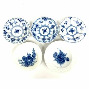 仙101 ROYAL COPENHAGEN プレート ブルーフルーテッド 小皿 5枚セット ロイヤルコペンハーゲン まとめ 花柄 ホワイト ブルー