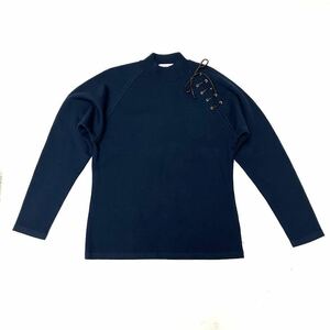 仙101 ChristianDior sports ニット セーター サイズ/L ネイビー ブルー系 クリスチャンディオール ハイネック レザーリボン付き