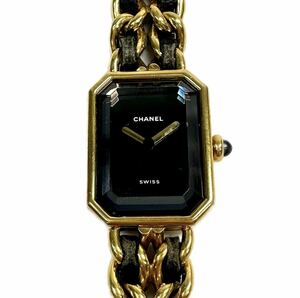 仙59【稼働】CHANEL プルミエール Lサイズ H0001 ヴィンテージ レディース 腕時計 シャネル ブラック 文字盤 クォーツ