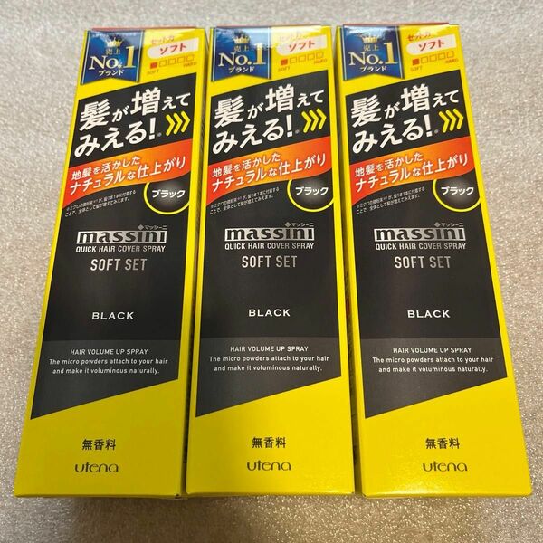 ウテナ マッシーニ クイックヘアカバースプレー　ブラック　3本　髪が増えて見える