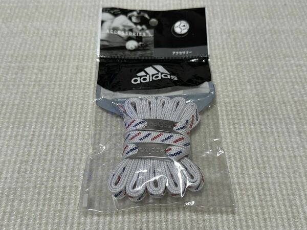 新品 未使用 未開封 アディダス adidas 靴紐 ひも シューレース ホワイト 白 赤 青 ロゴ 120cm スーパースター スタンスミス デュブレ