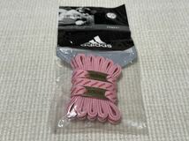 新品 未使用 未開封 アディダス adidas 靴紐 ひも シューレース ピンク 桃色 レッド 赤 ロゴ 120cm スーパースター スタンスミス デュブレ_画像1