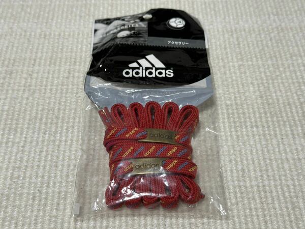 2 新品 未使用 未開封 アディダス adidas 靴紐 ひも シューレース レッド 赤 青 黄 ロゴ 120cm スーパースター スタンスミス デュブレ