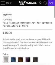 FLYTANIUM FULL TITANIUM HARDWARE KIT For SPYDERCO PARAMILITARY 2 KNIFE フライタニウム パラミリタリー2用 フルチタンハードウェア新品_画像5