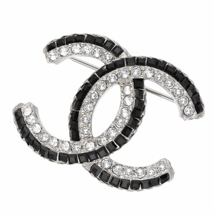 CHANEL Chanel здесь Mark Logo брошь 17B стразы серебряный металлические принадлежности 