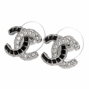 CHANEL シャネル ココマーク ロゴ ピアス 17B ラインストーン シルバー金具