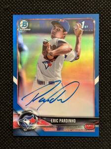 2018 Topps Bowman Chrome Baseball Blue Refractor 1st Auto Eric Pardinho 150枚限定直筆サインカード　21/150 