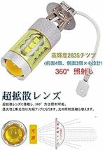 【残りわずか】 黄色 イエロー 霧灯 トラック車検対応 H3 四面発光 LEDフォグランプ イエロー黄色 フォグ 80W フォグラ_画像4