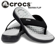 22cm クロックス リバイバ フリップ フロップ サンダル ブラック CROCS REVIVA FLIP BLACK W6_画像1