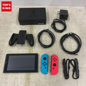 1円〜 箱無 動作確認/初期化済 Nintendo Switch HAC-001(-01) 本体、Joy-Con ネオンブルー/ネオンレッド、ドック 他