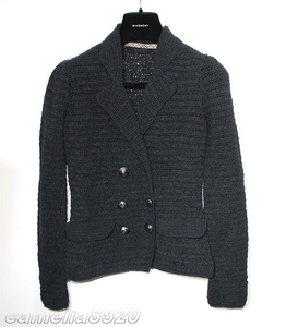 バーバリーブラックレーベル BURBERRY BLACK LABEL ニット セーター ジャケット 麻綿 黒 ブラック 38 サイズ M 未使用 展示品 FB555-239-12