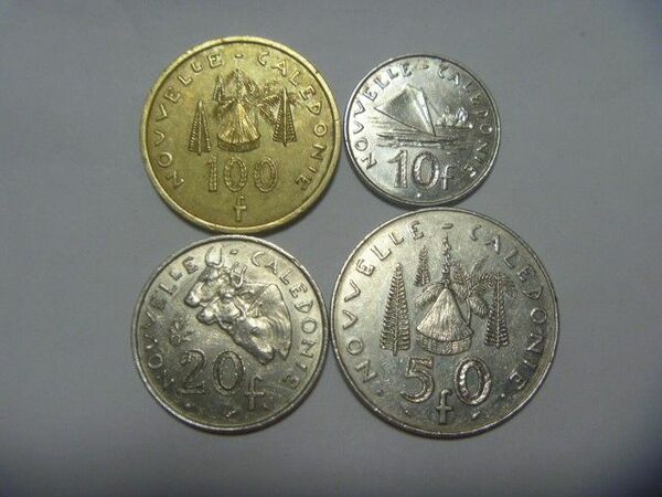 フランス領ニューカレドニア 古銭 4種 CFPフラン硬貨 外国貨幣 コイン 外国銭 セット まとめ売り 同梱割引あり