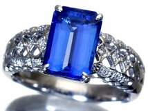 【ジュエリー極】超希少宝石！大粒良質天然タンザナイト2.83ct＆ダイヤ0.07ct 超高級Pt900リング ソーティング k8235gmlm【送料無料】_画像2