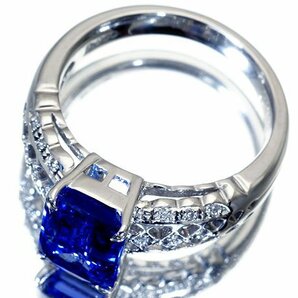 【ジュエリー極】超希少宝石！大粒良質天然タンザナイト2.83ct＆ダイヤ0.07ct 超高級Pt900リング ソーティング k8235gmlm【送料無料】の画像4