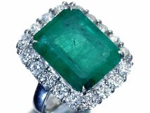 1円～【ジュエリー極】極上品！超希少 超大粒上質天然エメラルド11.225ct＆極上ダイヤ1.908ct 超高級Pt900リング k8360kx【送料無料】_画像4