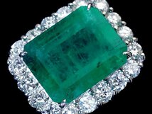 1円～【ジュエリー極】極上品！超希少 超大粒上質天然エメラルド11.225ct＆極上ダイヤ1.908ct 超高級Pt900リング k8360kx【送料無料】_画像1