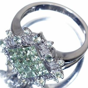 1円～【ジュエリー極】美麗デザイン！良質天然グリーンサファイア1.25ct＆ダイヤモンド0.19ct 高級K18WGリング k8362mi【送料無料】の画像3