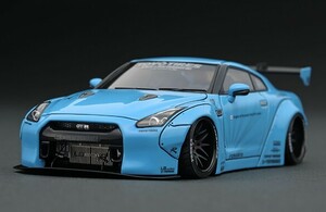 フロント窓浮き少々 ウィング片方接着剥がれ有り イグニッションモデル IG0783 1/43 LB-WORKS GT-R (R35) Light Blue リバティーウォーク