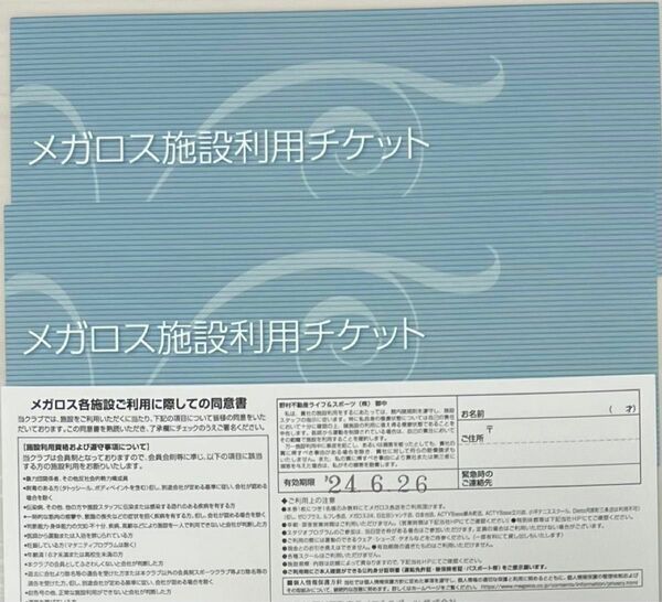 メガロス　施設利用券3枚　チケット 