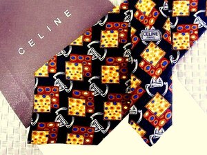 *RB0253*[ metal fittings dot square pattern ] Celine [ beautiful goods ] necktie 