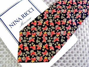 ♪33575C♪良品【花 小花 貝殻 ヒトデ 柄】ニナリッチ【NINA RICCI】ネクタイ