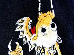 DC01421♪良品【キャラ柄】シルク100％ 刺繍「ドラゴン 龍 竜」ネクタイ♪