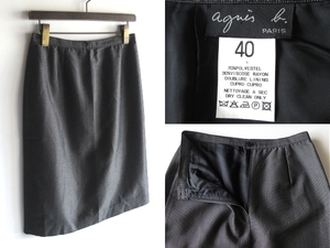  rare 90s-00s Vintage agnes b. Agnes B polyester rayon back Zip skirt 40 black gray made in Japan cat pohs correspondence 