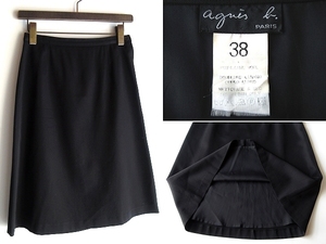  rare 90s Vintage agnes b. Agnes B cupra lining attaching wool gyaba Gin side Zip skirt 40 black black made in Japan cat pohs correspondence 