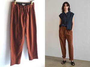 LOOK使用 MARGARET HOWELL マーガレットハウエル 2022SS PLAIN COTTON SILK コットンシルク イージーパンツ 2 テラコッタ 定価42900円 MHL