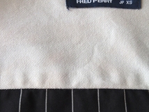 FRED PERRY フレッドペリー ローレルロゴ刺繍 ダブルジップ ピンストライプ柄 コットン ハリントンジャケット ブルゾン XS ブラック 黒 白_画像8