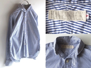 HAVERSACK Haversack Vintage type chin -stroke attaching cotton stripe circle collar shirt L*S blue ne straw b handling brand cat pohs correspondence 