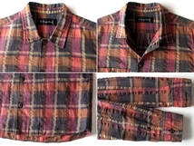 LOOK使用 LOUNGE LIZARD ラウンジリザード SUCKER VIYELLA CHECK SHIRT コットン サッカー ビエラチェックシャツ 1 ネコポス対応_画像4