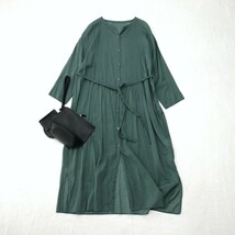 【即決】美品*1.4万 NOMBRE IMPAIR｜日除け対策にも♪コットンボイルワンピース グリーン（ノンブル アンペール）_画像4