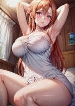 A45【送料無料】「A3サイズ」キャンバスアート SAO 結城明日奈 アスナ 巨乳 下着 風呂あがり ポスター キャンバス生地 canvas art 超精細_画像1