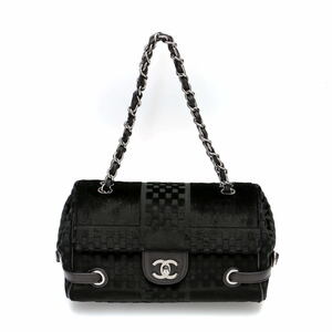 CHANEL シャネル ココマーク フラップ チェーンショルダー バッグ ベロア ブラック A33091 2300072