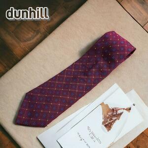 【ネクタイ】4-9 dunhill ダンヒル 総柄 レッド ビジネス フォーマル