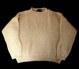 70s 70年代 フィッシャーマン セーター ニット ヴィンテージ ビンテージ アラン ロールネック ケーブル編み オアシス アイルランド製