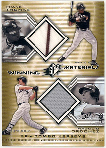 WHITESOX△殿堂FRANK THOMAS+MAGGLIO ORDONEZ/2002 SPX WINNING MATERIALSデュアルジャージ!